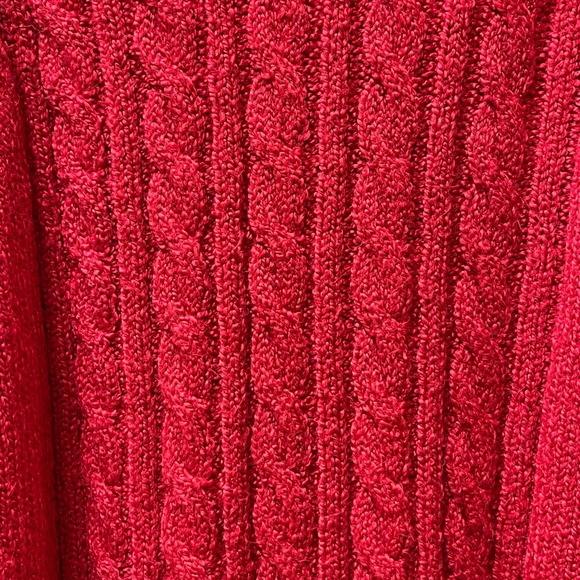 Karen Scott Women's M Red Pearl Mock Neck Long Sleeve Cable Knit Sweater - Picture 3 of 14